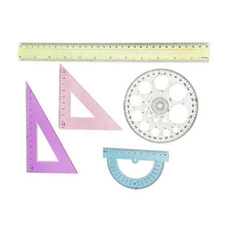 Set geometric, drawing, blister: ruler 30 cm, 2 triangles, transporter, circle stencil, mix