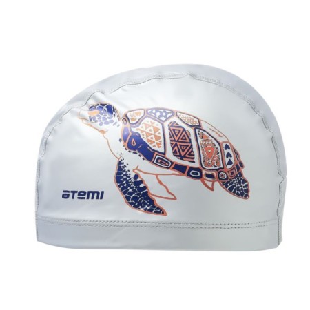 ATEMI Pu 305 swimming cap, fabric with a coating, white, print-2