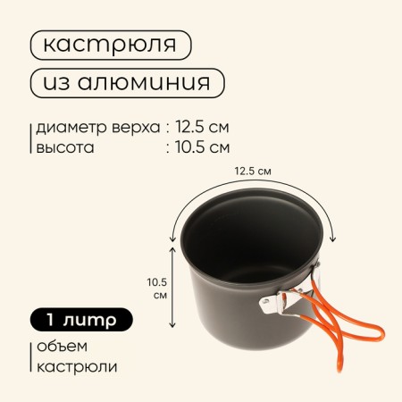 Set of tourist dishes Maclay: 2 pots, devices, stove-pan, carbine, 3 bowls-1