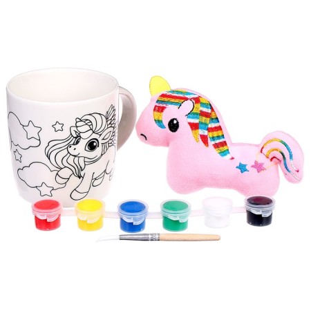 Painting mugs "Bright Unicorn" with a soft toy 300 ml-2