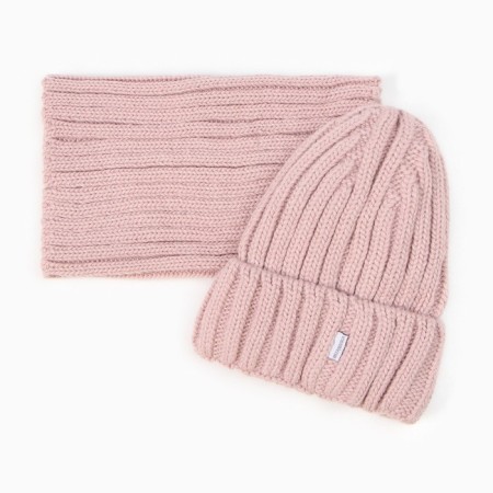 Kit for children (hat, snood), powder color, size 54-56-3