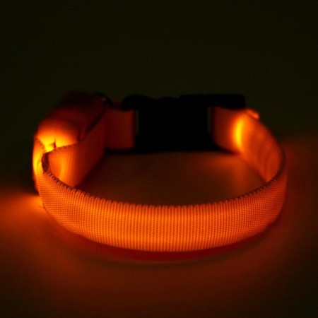 The collar luminous narrow for small dogs, 26 x 1.5 cm, yellow-4
