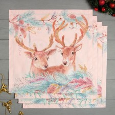 Set of New Year's napkins Ethel Pink Magic, 40x40cm - 4 pcs, cotton, sarzha