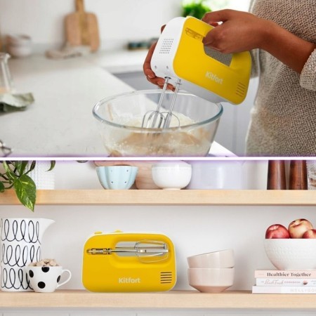 Mixer KitFort KT-3417-1, 200 W, 3 modes, cord 1 m, white-yellow-4