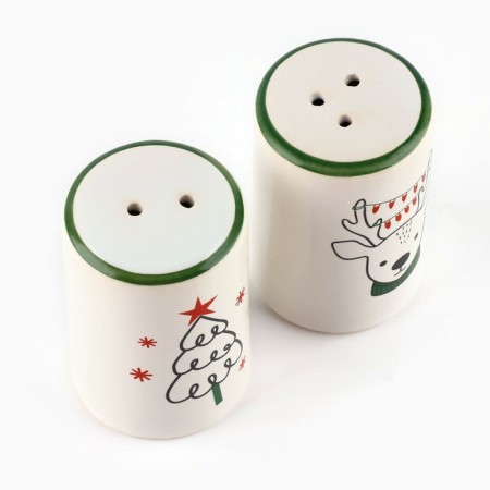 New Year! Set for spices ceramic "New Year's deer", 12x6.5x7 cm, white color-4
