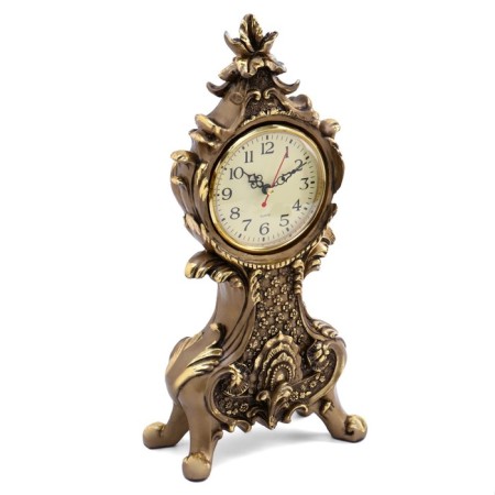 Table fireplace clock "Rococo", H-38 cm, di-10 cm dial, bronze-1