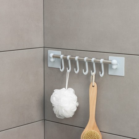 Velcro towel holder, 6 movable hooks 36 × 6.5 × 2 cm, color mix