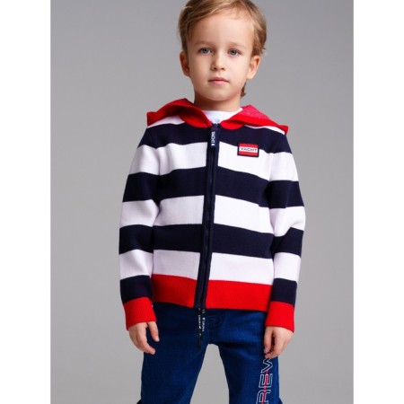 Cardigan striped with a hood for a boy PlayTode, height 116 cm-1