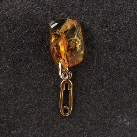 Talisman keychain "Bulavka", brass, amber