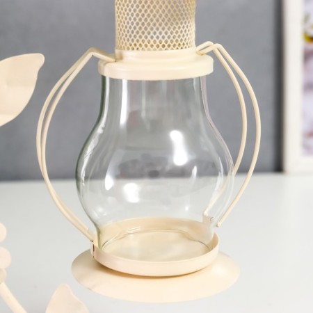 Climber Metal 1 Candle "Lampad", white 14x10x22 cm-4