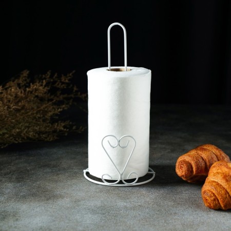 Standing for paper towels of the share "Heart", 13.5 × 13.5 × 28 cm, white color-1