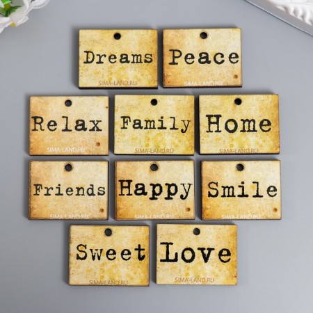 Set of tags "inscriptions" 4x3 cm (10 pcs)