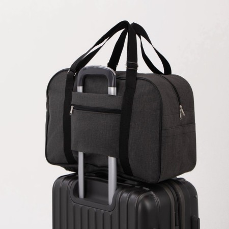 Road bag with lightning, external pocket, suitcase holder, black/gray color-3