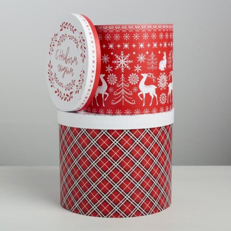 A set of gift boxes 5 in 1 “Scandinavian patterns”, 13 x 14–19.5 x 22 cm, New Year-3