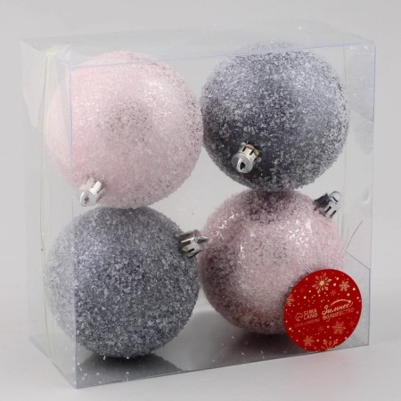 Set of balls Plastic D-8 cm, 4 pcs "Muriel" Sprinking, pink blue-1