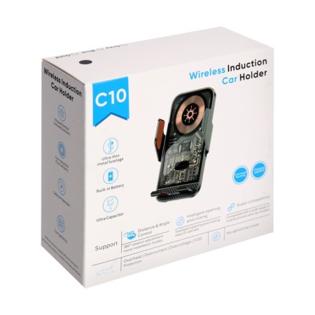 A car holder for the phone C10, wireless charging, AutoZvifier, 15 W, black-8
