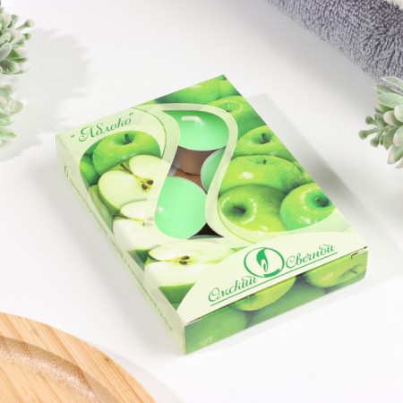 A set of tea candles aromatic "apple", 3.8x1.6 cm, 3.5 hours, 12 g, 6 pieces-3
