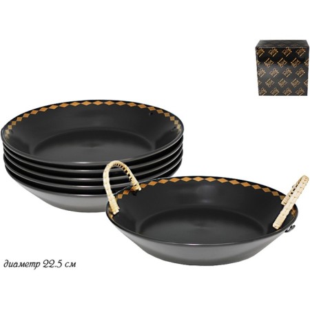 A set of deep plates Lenardi Tekito, D = 22.5 cm, 6 pcs