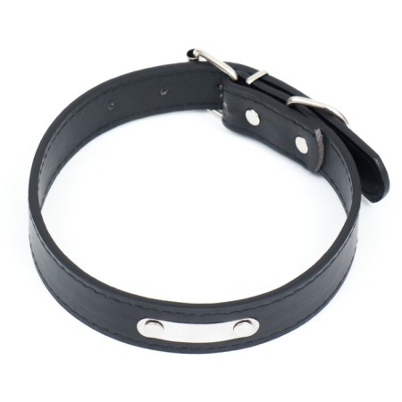 A collar made of artificial leather with a wool for engraving, 2.5 x 52 cm, Osh 35-45 cm, black-1