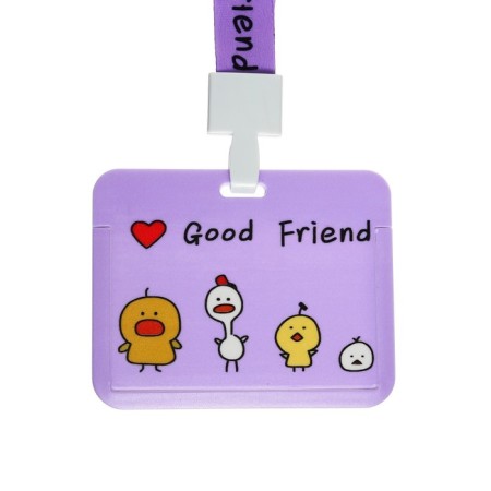 Badge horizontal external size 10 x 7.8 cm, internal size 5.2 x 8.2 cm, tape 42 cm, with a drawing "Ducks"-2