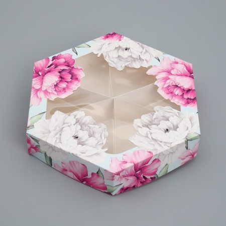 Confectionery box, packaging, “peonies”, 23 x 23x 4 cm-1