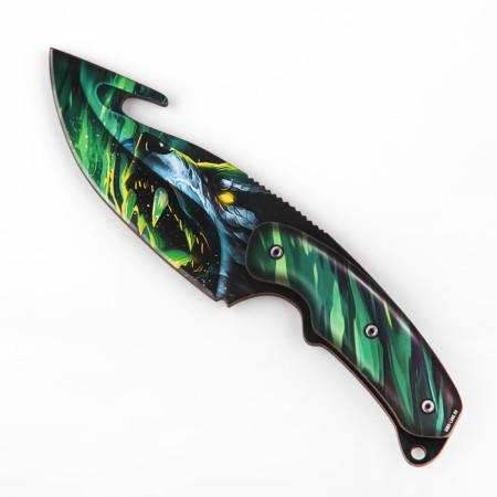 Souvenir wooden knife with a blade “Wolf Neon”, 22 cm-3