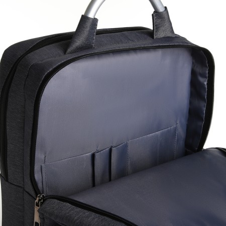 City backpack on a zipper, 2 pockets, with USB, gray color-5