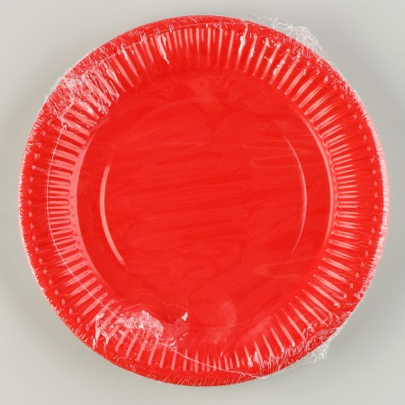 Plate disposable paper plain, red color-5