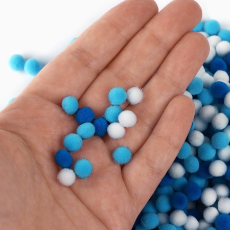 Pompons for creativity and decor “Blue Mix”, 55 gr-3
