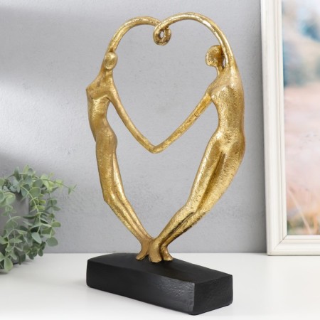 Polystone souvenir "Lovers in the plexus of the heart" gold 37x25x7 cm-3