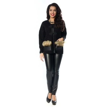 Cardigan female, size 44, black color-1