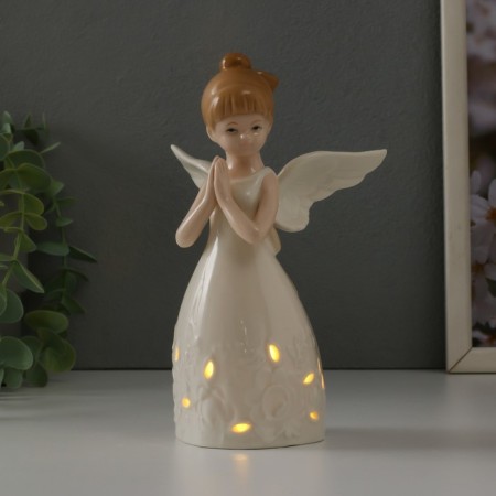 Souvenir Ceramics Light "Girl Angel with folded hands" from batteries 9.5x9.5x16.5 cm-1