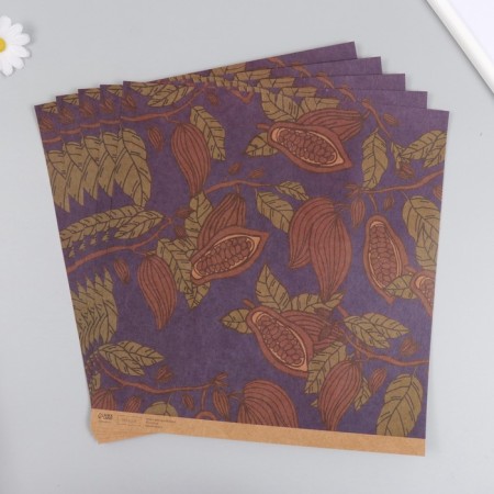Scrapbooking Kraft "Cocoa on blue" density 180 g 30.5x32 cm-3