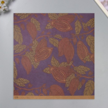 Scrapbooking Kraft "Cocoa on blue" density 180 grams set 5 pcs 30.5x32 cm-2
