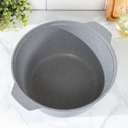 Frying, 5 l, glass cover, anti-stick coating, light gray color-3