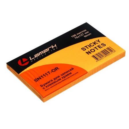 Block with a sticky edge Lamark Neon, 127 × 76 mm, 100 sheets, orange-1