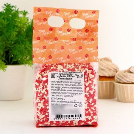 Confectionery Sprinking "mini-heart" white-red, 750 g-1
