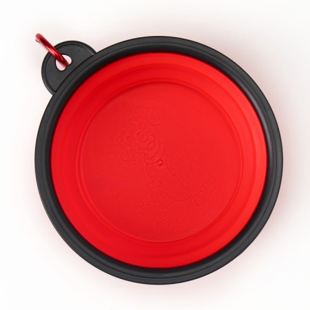 Silicone, folding bowl, 350 ml, 11 cm, red-6