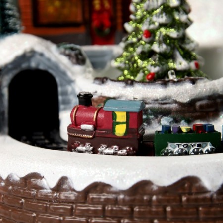LED figure "Train and Christmas tree" 20 × 20 × 16 cm, polystone, AAX3 batteries (not in the kit), USB, glow warm white-8