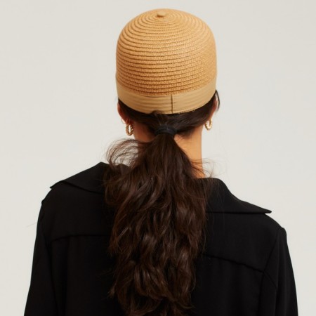 Cap female wicker minku brown color, size 56-58-2
