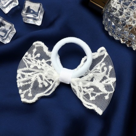 Hair elastic band Bant "Schoolgirl" Lace Elites, 10x6 cm, white-1