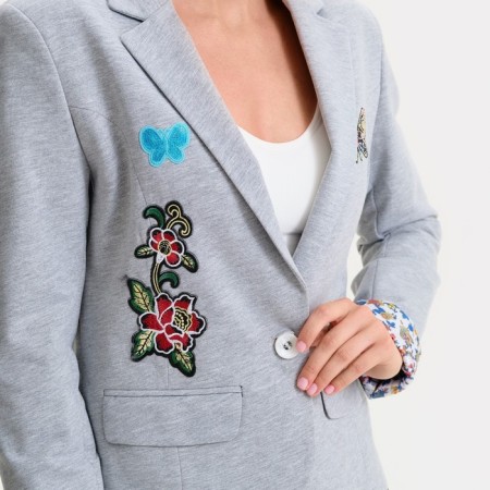 Jacket for a girl, color gray melange, 128-134 cm (size 36)-10
