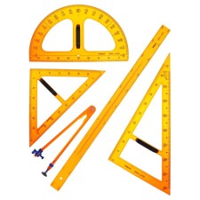 Set for the school board, 5 items: 2 triangles, 1 transporter, 1 circuit, 1 ruler