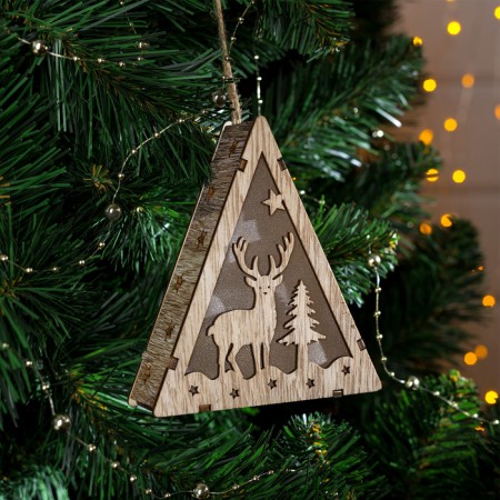 Christmas tree toy "Deer and Christmas tree", from batteries, glow warm white-1