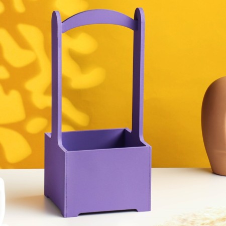 Kashpo - wooden box 13.5x13.5x30 cm, purple