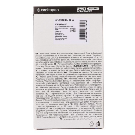 Permanent marker 5.0 mm centropen 8586, line 2.5 mm, white color-4