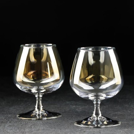 A set of glass glasses for cognac "golden chameleon", 400 ml, 2 pcs
