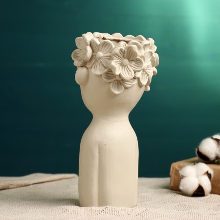 Kashpo - VAZ "Boy with a wreath" Beige, 23*10*12cm-2