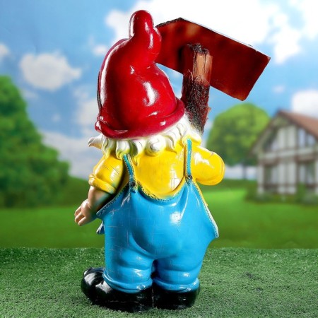 Garden figure "Dwarf with a sign" 18x32x51cm-3