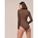 Body Female with a deep round neck and long sleeve Body Manica Lunga, size 48, dark brown color
